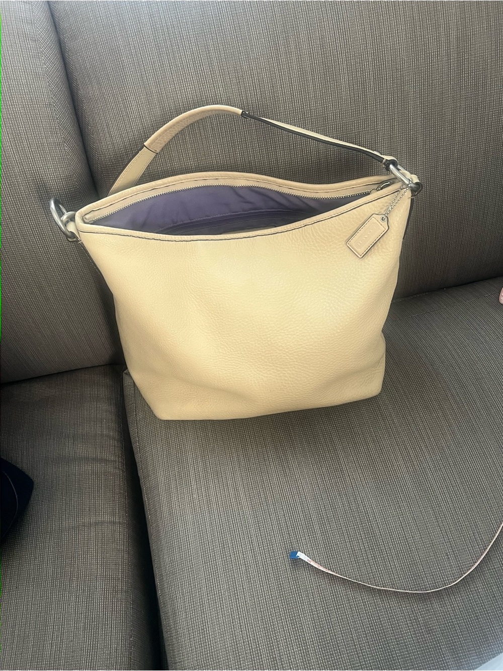 Cream Leather Shoulder Bag - coach